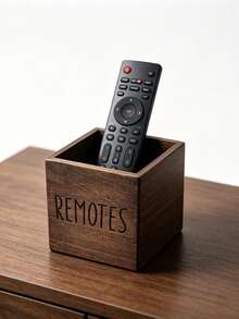 1PC Wooden Remote Control Holder Organizer Caddy, Elegant TV Remote Box For Nightstand Table, Living Room & Bedroom Media Organizer To Keep Your Space Tidy - Brown - View 17