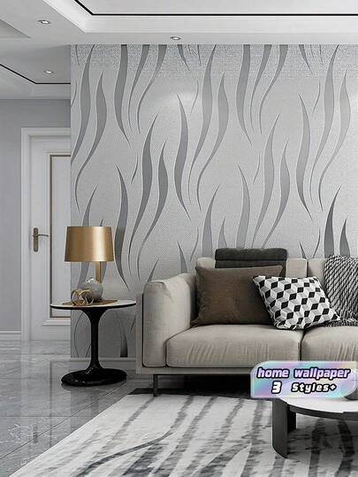 Non-Woven 3D Modern Embossed Striped Wallpaper, Silver-Gray Unpasted Durable Textured, Fade-Resistant Easy Hang, Perfect For Living Room, Bedroom, Kitchen, Bathroom, Accent Wall, Home Renovation, And Stylish Interior Decor