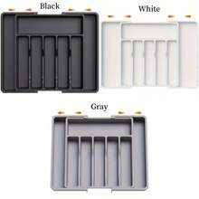 Adjustable Cutlery Organizer - Expandable Plastic Drawer Divider, Ideal For Kitchen And Dining Room Storage - Multicolor - View 8