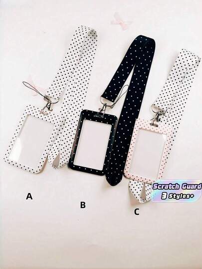 1Set Polka Dot Push-Pull Card Clip – Fashion Keychain Pendant Bag Charm For ID Badge, Transit Pass, Access Card, Office Workers, Commuters, Adults, Personalized Accessory For Bags, Keys, Daily Use, Cute Gift For Women, Men, Colleagues
