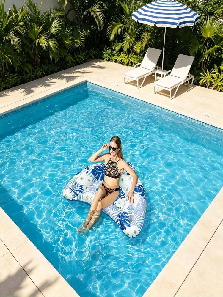 1pc Inflatable U-Shaped Backrest Recliner, Inflatable Floating Drainage Upper Recliner, Outdoor Sunshade Chair - various - View 4