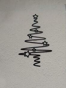 Modern Minimalist Iron Christmas Tree Wall Decor, Spiral Metal Hanging Ornament, Indoor Outdoor Seasonal Decor For Christmas, Easter, Thanksgiving, Suitable For Living Room, Office And Entryway - Multicolor - View 5