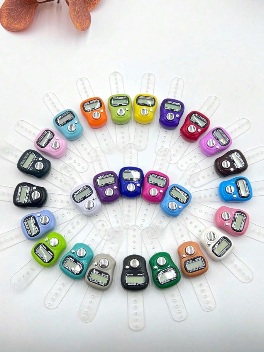 Mini Electronic Finger Counter/Ring Type Manual Counter, Manually Pressed Pedestrian Flow Counter, Color Random Tasbih, Small And Cute, Easy To Use, Simple To Operate, Suitable For Weaving Counting, Prayer Counting, Etc - Multicolor - View 1