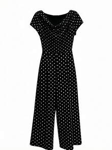 GlowEve CURVE White Elegant Commuter Comfortable Plus Size Jumpsuit - Black and White - View 5
