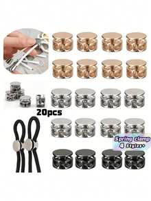 20-Piece No-Tie Shoelace Fasteners | Aluminum Alloy Spring Clips – Easy To Install, Cylindrical Dual-Hole Design; Metal Spring Cord Locks Suitable For Athletic And Casual Footwear - Multicolor - View 1