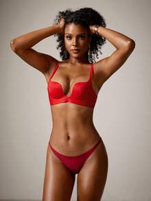 DreamPoppy Red Soft & Comfortable Minimizer Bra For Small/Flat Bust, Lift & Support - Red - View 9