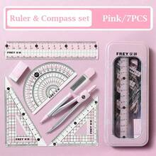 7-Piece Multifunctional Drawing Ruler & Compass Set For Student Exams. This Set Comes With Seven Drawing Tools - Multicolor - View 8