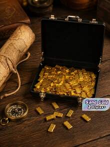 50/60Pcs Mini Gold Bar Ornaments, Imitation Sand Gold Aluminum Alloy Fake Gold Bullion, Tiny Hand Luggage Suitcase Miniature Decor For Soldier Figure Model Scene - Multicolor - View 1