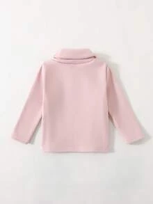 SHEIN 3件組幼兒女嬰高領上衣套裝，可愛粉白配色，抓絨內裡，蝴蝶結蕾絲長袖，加厚羅紋，適合聖誕派對、冬季與秋季 - 粉色 - 查看 3