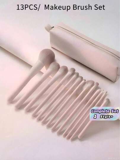13PCS Soft Bristles Professional Makeup Brush Kit With Blush Contour Foundation Eyeshadow Brow Lip Detail Concealer Powder Brushes And Travel Pouch For Women Daily Makeup Must Have