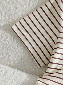 SHEIN 青少年女孩 T-shirt 兩件套，休閒簡約寬鬆針織，開學季復古修身秋季女童條紋抓皺套裝 - 彩色 - 查看 7