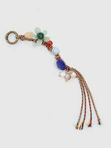 ROMWE Fairycore 1 Pieza Llavero Colgante de Bolso Estilo Dopamina Primavera Verano con Cuentas de Colores, Encanto de Bolso de Cuerda Tejida, Adorno Colgante DIY - Color B - Ver 3