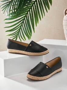 VACAZURE Women's Solid Color Slip-On Flat Loafers Summer Shoes Spring Shoes Spring Break Easter - Black - View 7