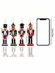 Handmade Durable Solid Wood Classic King Style Nutcracker Figurine Exquisite Craft Tabletop Ornament Home Indoor Desktop Decoration For Christmas Thanksgiving Winter Holiday Party Room Decor Festive Display Decorative Holiday Gift - 1set - View 4