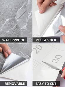 1pc Marble Pattern Waterproof & Oil-Proof Self-Adhesive Kitchen Sticker, Stickers, Wall Decal, Vinyl …Decal For Home Decorations, Spring Decoration Items Refresh Your Home, Rama Decoration Stickers Gifts Birthday Graduatio - A - View 6