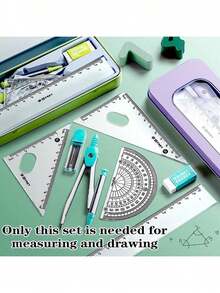 7-Piece Multifunctional Drawing Ruler & Compass Set For Student Exams. This Set Comes With Seven Drawing Tools - Multicolor - View 5