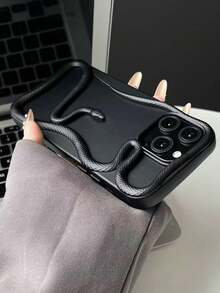 بطانية هاتف مطلي بالكهرباء مطفي بتصميم ثعبان مجوف مقاوم للصدمات والتبريد متوافق مع آيفون 17 برو ماكس/17 برو/17 - بطانية TPU ناعم جمالي مع تبديد الحرارة، هدية إبداعية للأزواج - أسود غير لامع - مشاهدة 5