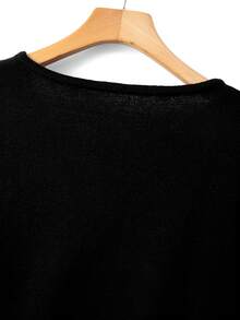 GlowEve CURVE Plus Size Casual Crew Neck Button Long Sleeve Pullover Sweater - Black - View 4