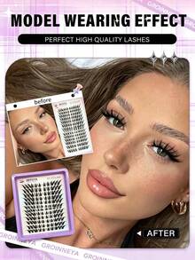 120 C-Shaped Curls 9-13mm In Length, Natural And Realistic, Soft And Thick False Eyelash Clusters, Suitable For Beginners In Daily Makeup To Use At Home Or Outdoors, Suitable For Daily Life, Parties, Music Festivals - C - View 2