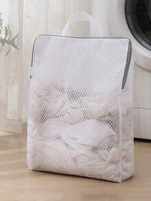 1pc White With Handle, 3D Honeycomb Mesh, Thick Fine Mesh, Specialized Laundry Bag For Washing Clothes In A Washing Machine. Laundry Bag. - White - View 3