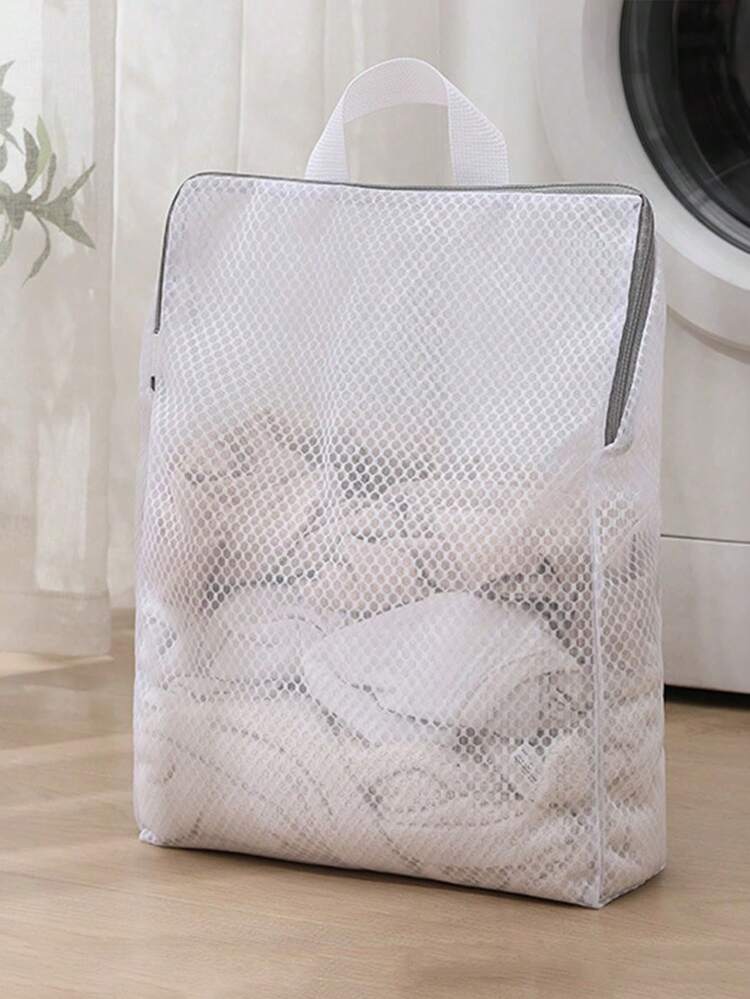 1件白色附手柄 3D蜂巢網格 加厚細網洗衣袋，洗衣機洗衣服專用洗衣袋 - 白色 - 查看 3