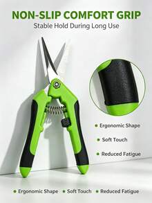 1pc Carbon Steel Garden Scissors, Garden Tools Modern Non Slip Garden Pruning Shear For Garden - Green - View 4