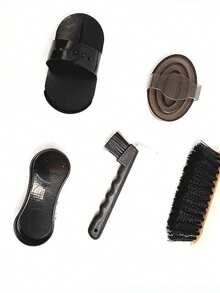 5Pcs Horse Grooming Tool Kit, Plastic Mane Brush, Comb, Hoof Pick, Complete Equestrian Care Set For Horses Ponies Mares, Essential Stable Supplies - Wash Horse Five-piece Set - Black - View 2