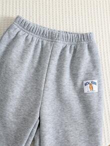 SHEIN 2件組男嬰秋冬休閒抓絨牛仔夾克與灰色運動長褲套裝，牛仔套裝，抓絨夾克套裝，嬰兒套裝，秋冬套裝 - 彩色 - 查看 6