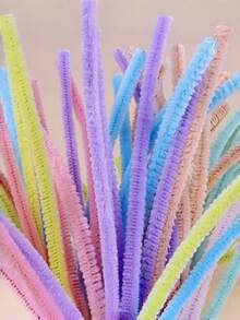 100 Pcs Macaron Color Pipe Cleaners With Gradient Pastel Shades, Flexible Chenille Stems For DIY Crafts, Artificial Flower Making & Art Decoration, Easy To Bend Into Shapes - multicolor - View 5