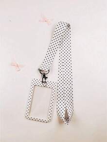 1Set Polka Dot Push-Pull Card Clip – Fashion Keychain Pendant Bag Charm For ID Badge, Transit Pass, Access Card, Office Workers, Commuters, Adults, Personalized Accessory For Bags, Keys, Daily Use, Cute Gift For Women, Men, Colleagues - Rectangle - View 5