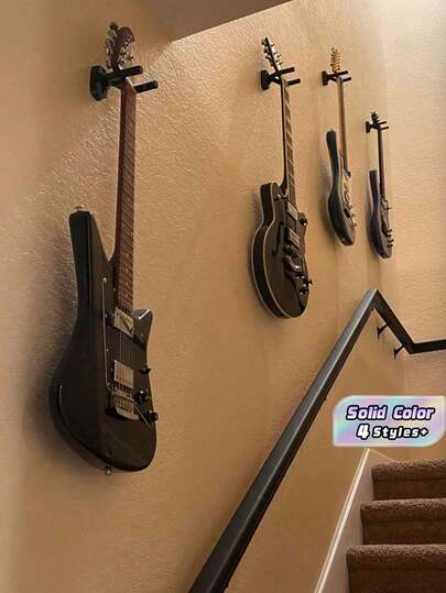 1pc Iron Black Guitar Wall Hanger Hook, Wall Mount Holder For Acoustic Electric Guitar Ukulele Bedroom Storage