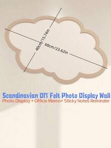 1PC Cloud Shaped Self Adhesive Felt Wall Sticker No Drill Creative Photo Display Memo Pin Board For Home Decor Study Living Room Dormitory Message Board - multicolor - View 2