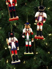 Handmade Durable Solid Wood Classic King Style Nutcracker Figurine Exquisite Craft Tabletop Ornament Home Indoor Desktop Decoration For Christmas Thanksgiving Winter Holiday Party Room Decor Festive Display Decorative Holiday Gift - 1set - View 6