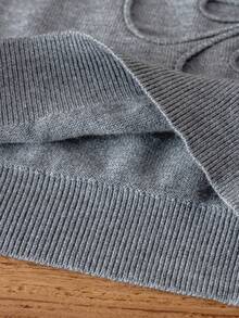 SHEIN 4-7歲女童灰色3D手工刺繡大花圓領針織毛衣與百褶裙兩件套，柔軟簡約校園穿搭，適合校園、外出、生日、拍照，春秋冬季穿著 - 灰色 - 查看 7