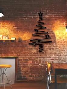 Modern Minimalist Iron Christmas Tree Wall Decor, Spiral Metal Hanging Ornament, Indoor Outdoor Seasonal Decor For Christmas, Easter, Thanksgiving, Suitable For Living Room, Office And Entryway - Multicolor - View 3