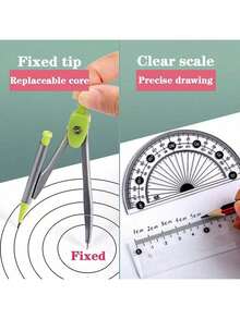 7-Piece Multifunctional Drawing Ruler & Compass Set For Student Exams. This Set Comes With Seven Drawing Tools - Multicolor - View 7