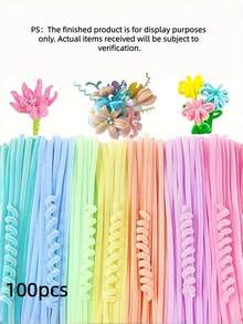 100 Pcs Macaron Color Pipe Cleaners With Gradient Pastel Shades, Flexible Chenille Stems For DIY Crafts, Artificial Flower Making & Art Decoration, Easy To Bend Into Shapes - multicolor - View 2