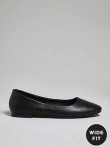 SHUZIA 女式宽版方头芭蕾平底鞋，纯色乐福鞋黑色平底鞋，舒适轻便 - 黑色 - 查看 6