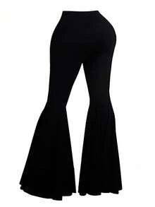 DreamSkyne Plus Size Women Solid Color Simple Daily Fashion Flared Pants Fall Cloth For Women - Black - View 2