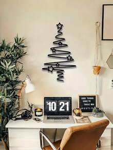 Modern Minimalist Iron Christmas Tree Wall Decor, Spiral Metal Hanging Ornament, Indoor Outdoor Seasonal Decor For Christmas, Easter, Thanksgiving, Suitable For Living Room, Office And Entryway - Multicolor - View 4