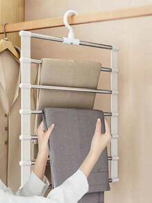 Multi-Layer Multi-Function Pants Hanger - Space-Saving Foldable Design For Effective Closet Organization, Plastic Organizer For Jeans, Leggings And Casual Pants, Non-Slip Home Pants Rack, Ideal For Valentine's Day, Mother's Day, Dorm Room - White - View 4