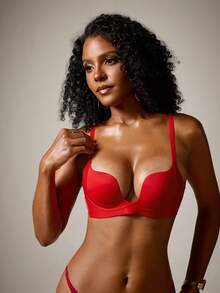 DreamPoppy Red Soft & Comfortable Minimizer Bra For Small/Flat Bust, Lift & Support - Red - View 5