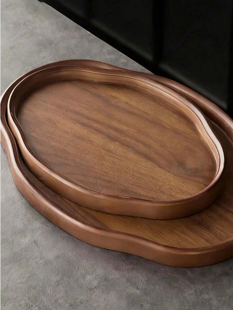 1PC Oval Walnut Wood Tray – Decorative Serving Platter For Jewelry Display, Keys, Perfume, Candles, Home Decor, Coffee Table Centerpiece, Desk Organizer, Rustic Farmhouse Style, Versatile Tray For Living Room, Bedroom, Entryway, Office - View 4