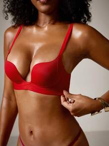 DreamPoppy Red Soft & Comfortable Minimizer Bra For Small/Flat Bust, Lift & Support - Red - View 8