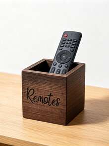 1PC Wooden Remote Control Holder Organizer Caddy, Elegant TV Remote Box For Nightstand Table, Living Room & Bedroom Media Organizer To Keep Your Space Tidy - Brown - View 18