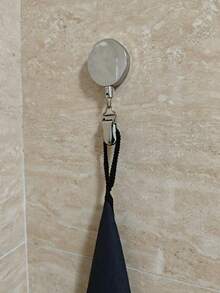 Punch-Free Retractable Wire Towel Clip, Self-Adhesive Auto Rebound Towel Rack With Adjustable Strong Clamp, Double Sided Anti-Lost Keychain, Storage Organizer For Bathroom, Kitchen, Home & Hotel - one size fits all - View 6
