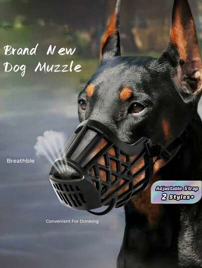 1 Peça Focinheira Preta de Malha Respirável e Durável de Tamanho Universal para Cachorro, com Tiras Ajustáveis para Controle de Latido, Evitar Comer e Revirar Lixo, Anti-Mordida, Design Seguro, Confortável e Acolchoado, Permite Beber Água Enquanto Usada, para Passeios ao Ar Livre e Treinamento