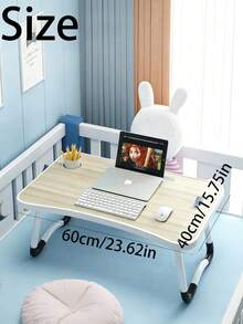 1pc Oversized Foldable Laptop Desk With Cup Holder And Drawer Sturdy Durable Portable Notebook Tray Stand Multifunctional Bed Sofa Floor Work Table For Home Office Study Indoor Daily Use Workstation Supplies - Multicolor - View 3