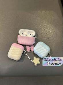 1 Buah Casing Pro Bergaris Lucu – Kompatibel dengan Generasi 1/2/3/4, Pelindung Lembut yang Kompatibel dengan Earbud Apple, Desain Unik, Casing Tahan Guncangan, Hadiah untuk Wanita dan Anak Perempuan - MultiWarna - View 1