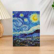 100-Pocket Mini Photo Album, Van Gogh'S "Starry Night" Design Cover, Perfect For Family, Wedding, Baby Photos, Gift For Art Enthusiasts, School Supplies - Multicolor - View 4